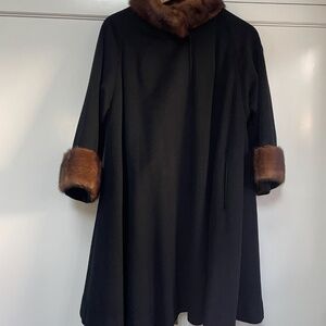 VINTAGE ❉ Swing Coat W/ Fur Collar & Cuffs